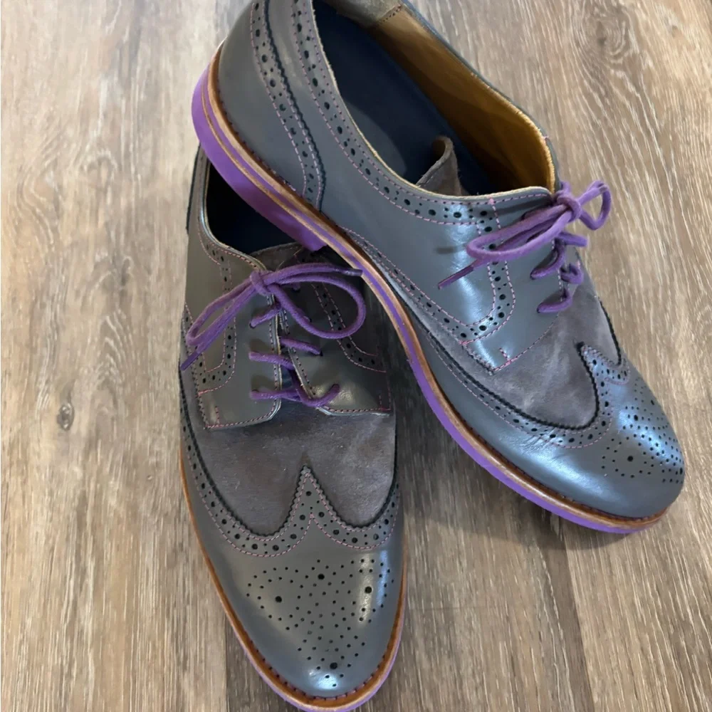 Bold Society by Soxy Gray and Purple Men's Wingtip Dress Shoes Sz 12